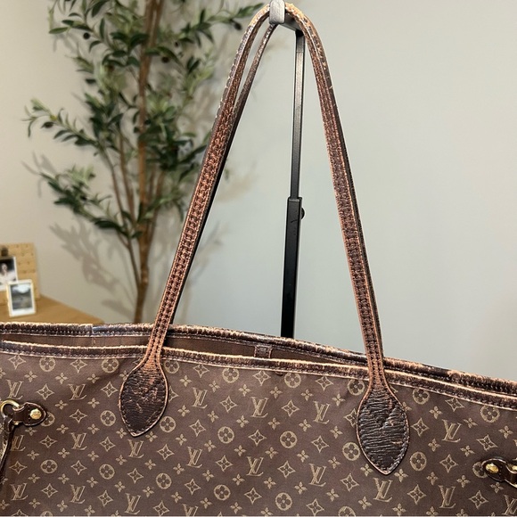 Authentic Louis Vuitton Monogram Mini Lin Neverfull Chocolate Brown Bag - Picture 9 of 17